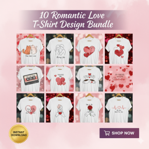 10 Romantic Love T-Shirt Design Bundle