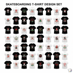 Skateboarding T-Shirt Design Set