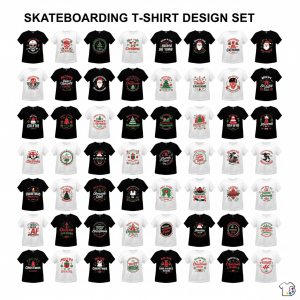 Skateboarding T-Shirt Design Set
