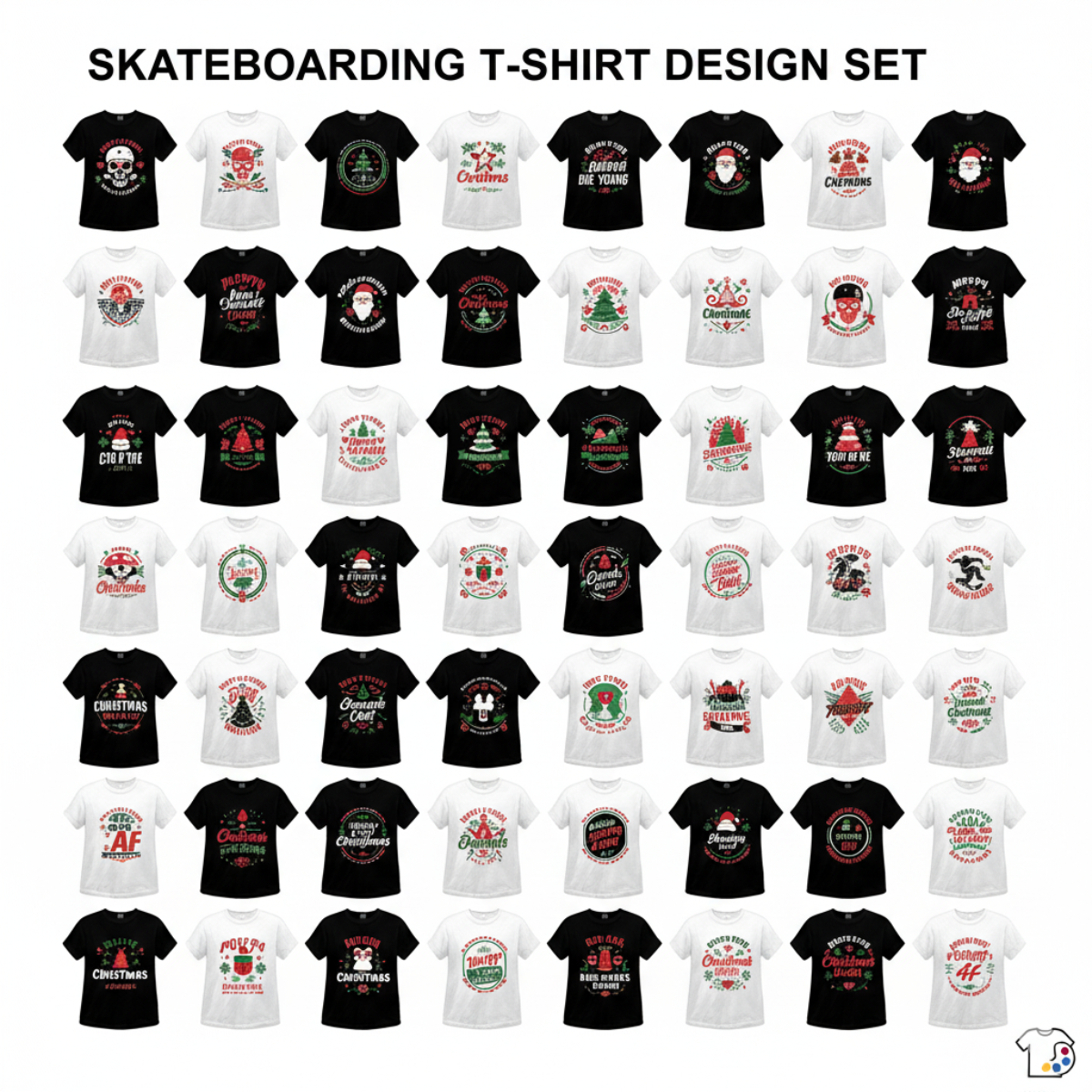 Skateboarding T-Shirt Design Set