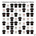 Christmas and New Year Label Badges for T-Shirts