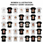 Women Illustration Prints T-Shirt Designs