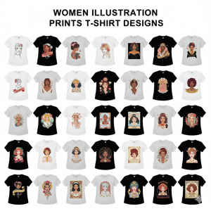 Women Illustration Prints T-Shirt Designs