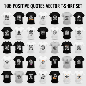 100 Positive Quotes Vector T-Shirt Set